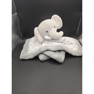 Falls Creek? Baby Elephant Lovey Security Blanket Rattle Gray White Polka Dot